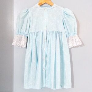 Light Blue Dress with Lace Sleeves